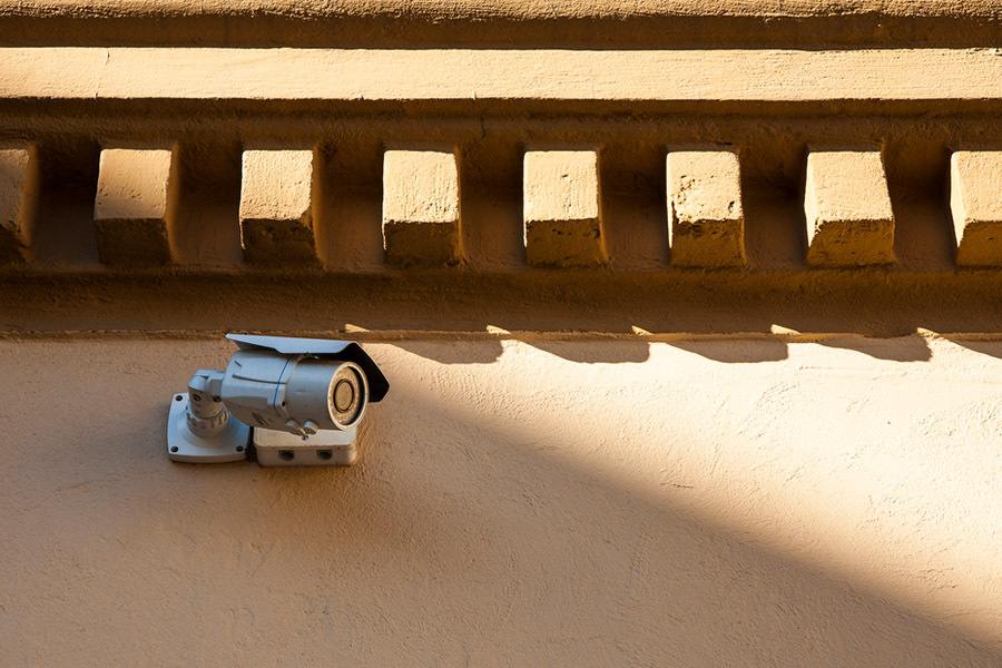 close up shot of an outdoor security camera